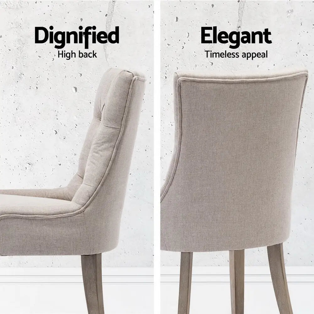 Dining Chairs Set of 4 Linen French Provincial Beige
