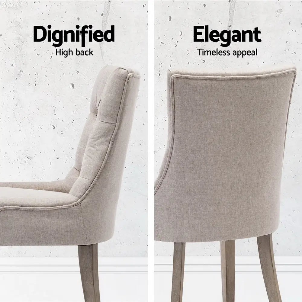 Dining Chairs Set of 4 Linen French Provincial Beige