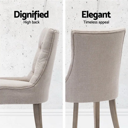 Dining Chairs Set of 4 Linen French Provincial Beige