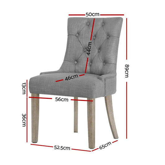Dining Chairs Set of 4 Linen French Provincial Grey