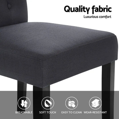 Dining Chairs Set of 4 Linen Parsons Chair Dark Grey