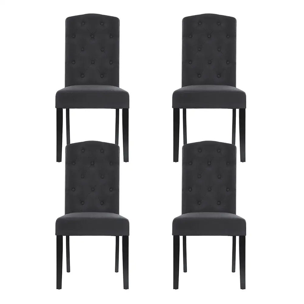 Dining Chairs Set of 4 Linen Parsons Chair Dark Grey