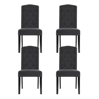 Dining Chairs Set of 4 Linen Parsons Chair Dark Grey
