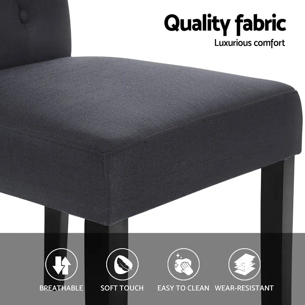 Dining Chairs Set of 4 Linen Parsons Chair Dark Grey