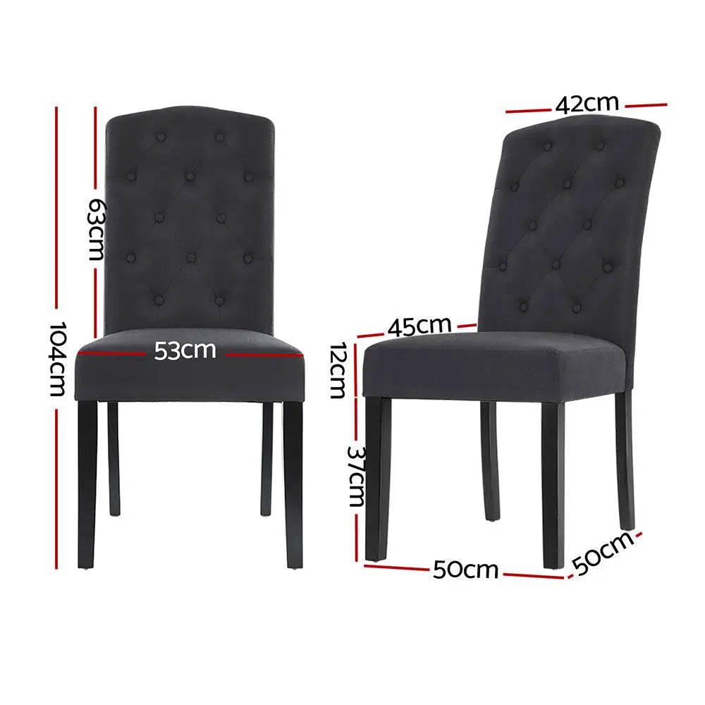 Dining Chairs Set of 4 Linen Parsons Chair Dark Grey