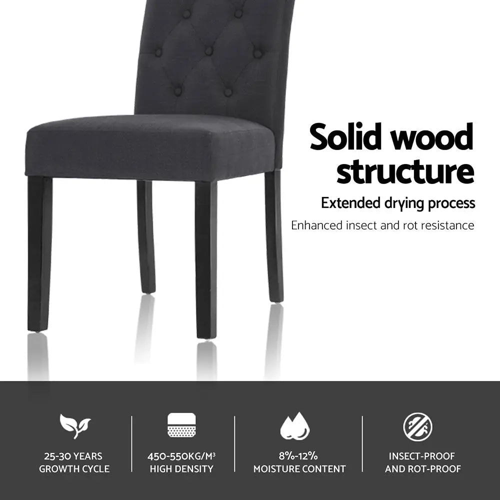 Dining Chairs Set of 4 Linen Parsons Chair Dark Grey