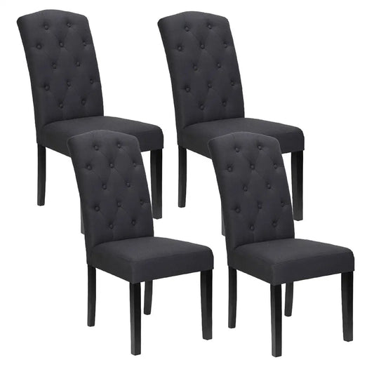 Dining Chairs Set of 4 Linen Parsons Chair Dark Grey