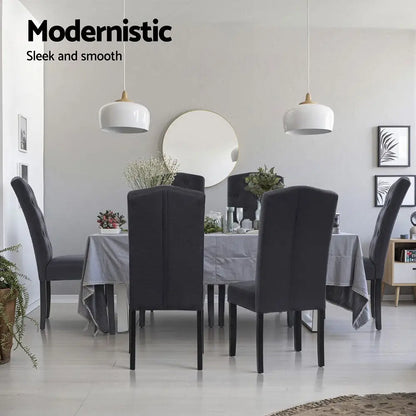 Dining Chairs Set of 4 Linen Parsons Chair Dark Grey