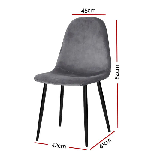 Dining Chairs Set of 4 Velvet Curved Slope Grey