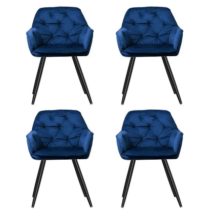 Dining Chairs Set of 4 Velvet Diamond Tufted Armchair Blue