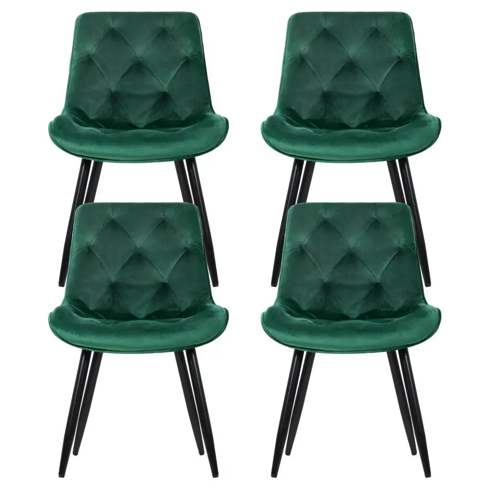 Dining Chairs Set of 4 Velvet Diamond Tufted Green