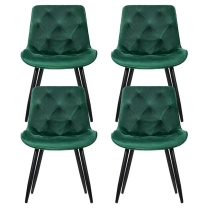 Dining Chairs Set of 4 Velvet Diamond Tufted Green