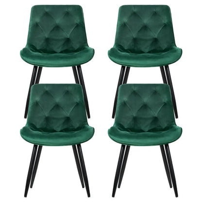 Dining Chairs Set of 4 Velvet Diamond Tufted Green
