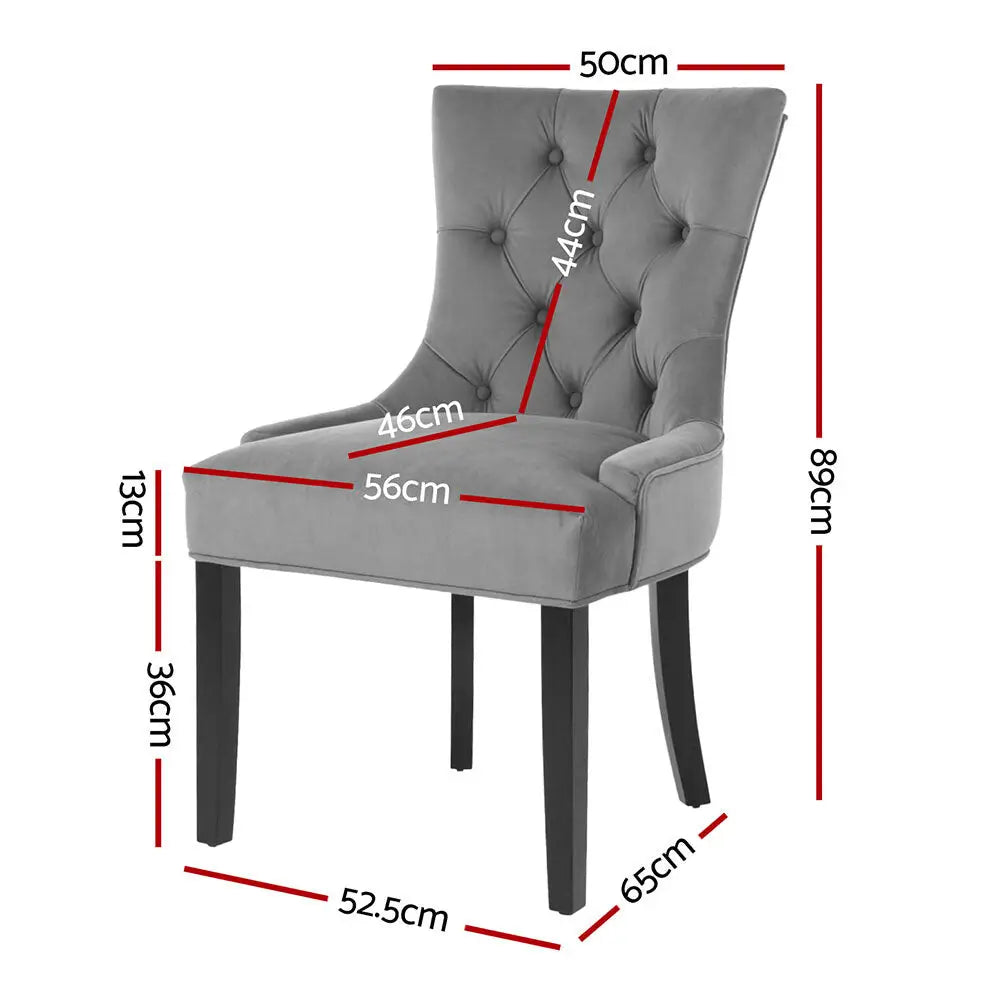 Dining Chairs Set of 4 Velvet French Provincial Grey