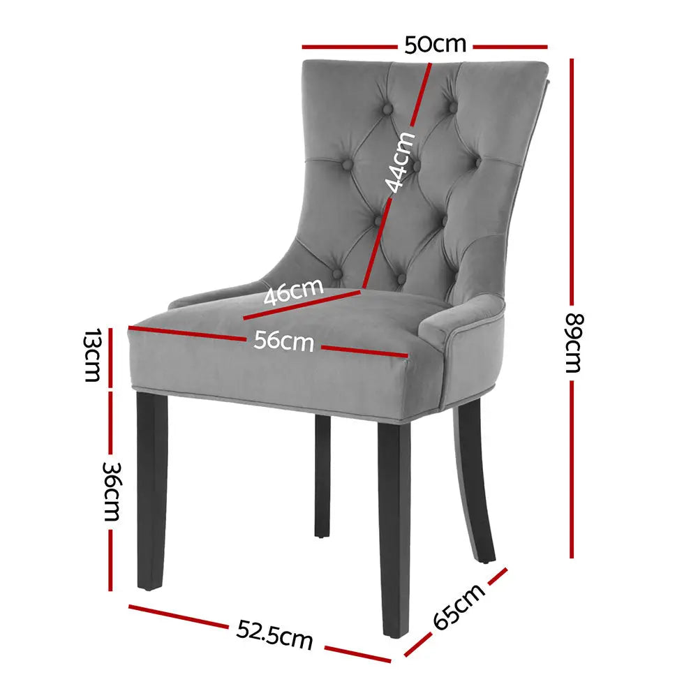 Dining Chairs Set of 4 Velvet French Provincial Grey
