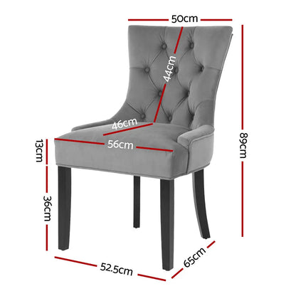 Dining Chairs Set of 4 Velvet French Provincial Grey