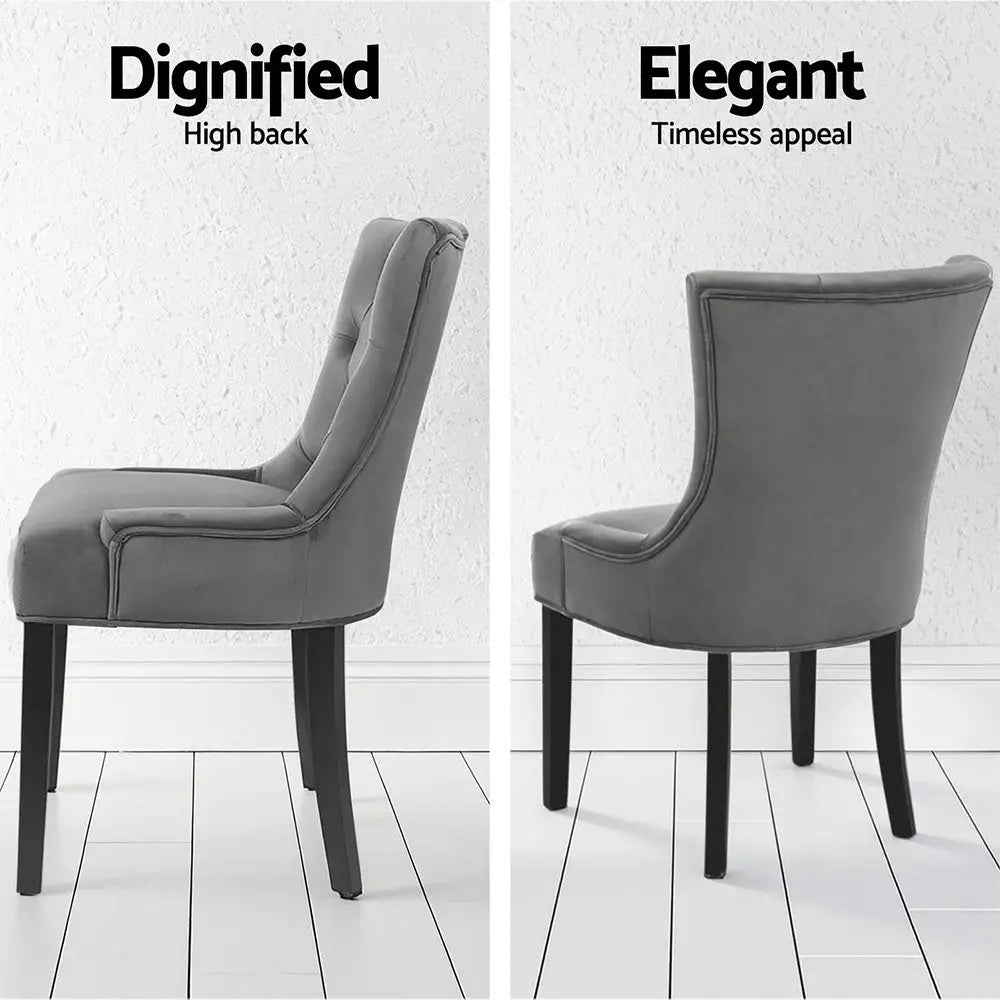 Dining Chairs Set of 4 Velvet French Provincial Grey