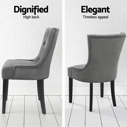 Dining Chairs Set of 4 Velvet French Provincial Grey