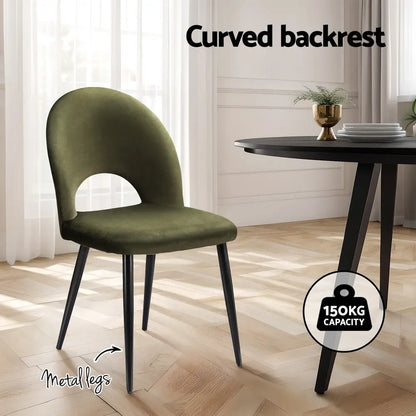 Dining Chairs Set of 4 Velvet Hollow Green