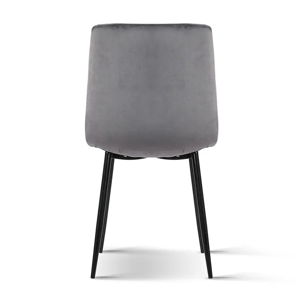 Dining Chairs Set of 4 Velvet Horizontal Slope Grey