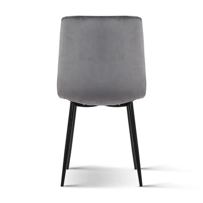 Dining Chairs Set of 4 Velvet Horizontal Slope Grey