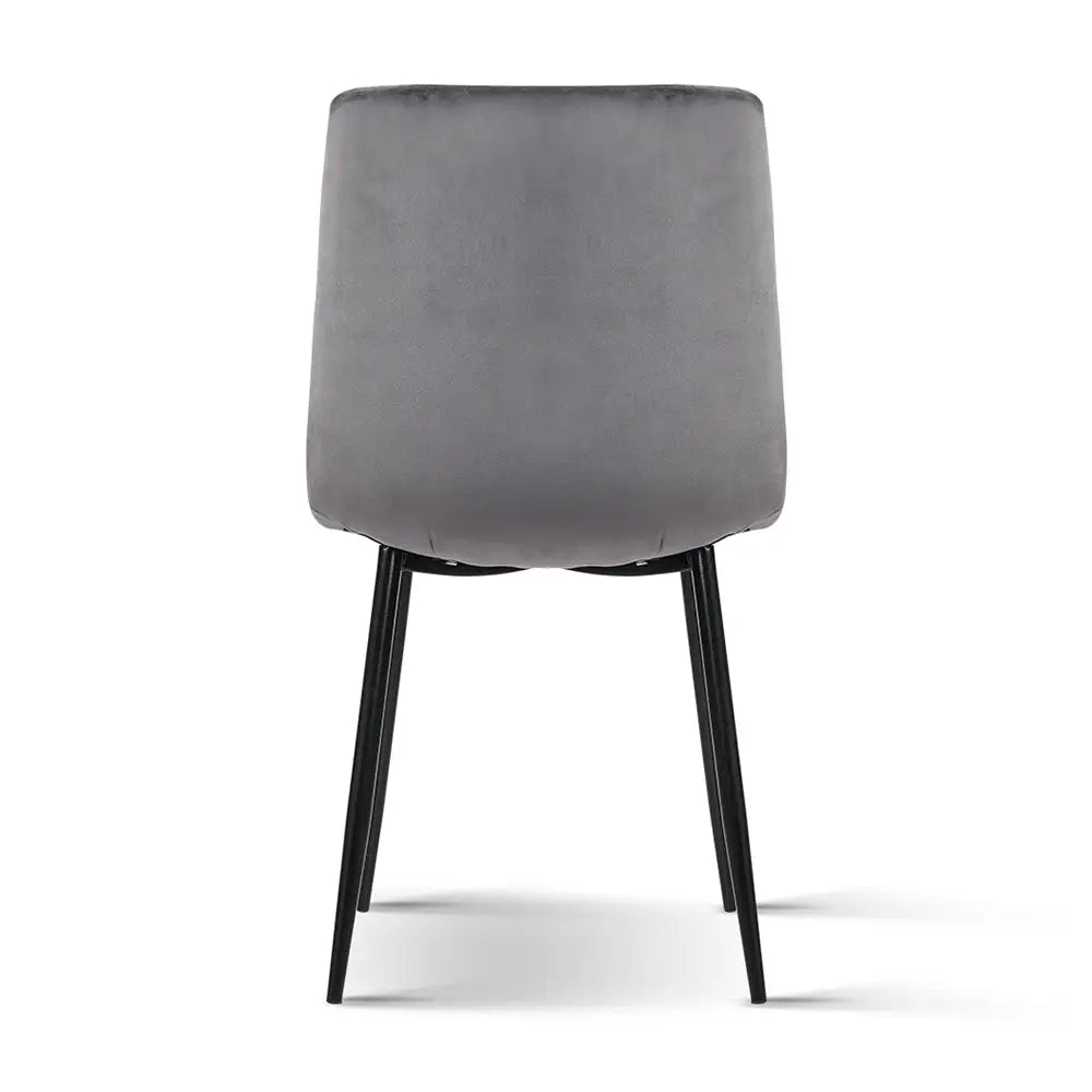 Dining Chairs Set of 4 Velvet Horizontal Slope Grey