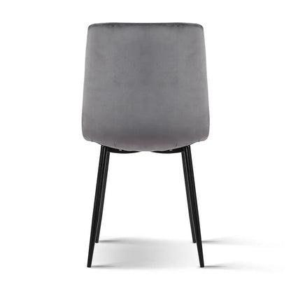 Dining Chairs Set of 4 Velvet Horizontal Slope Grey