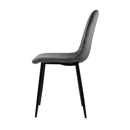 Dining Chairs Set of 4 Velvet Horizontal Slope Grey