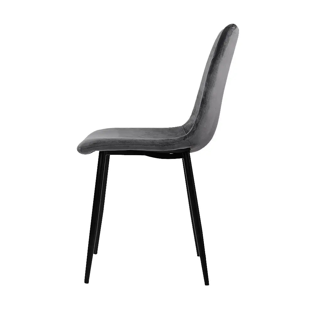 Dining Chairs Set of 4 Velvet Horizontal Slope Grey