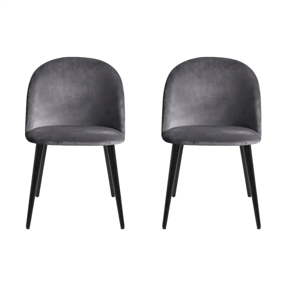 Dining Chairs Set of 4 Velvet Solid Curved Dark Grey