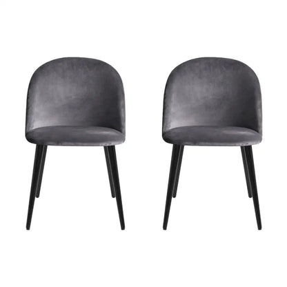 Dining Chairs Set of 4 Velvet Solid Curved Dark Grey