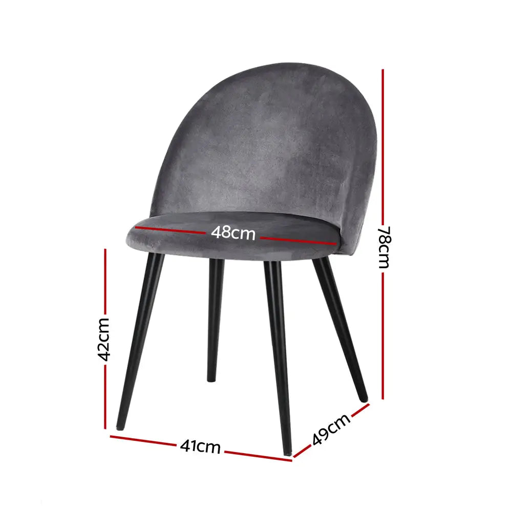 Dining Chairs Set of 4 Velvet Solid Curved Dark Grey