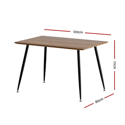 Dining Table 4 Seater Kitchen Cafe Wooden Rectangular 120cm