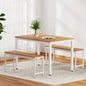 Dining Table and Chairs Set 3pcs Metal Desk Bench Sets Kitchen Furniture