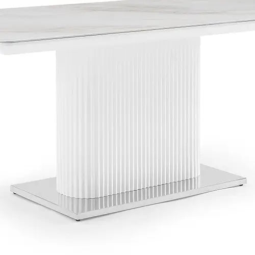 Dining Table Ceramic Top Mdf Stainless Steel Feet