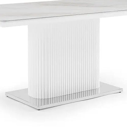 Dining Table Ceramic Top Mdf Stainless Steel Feet