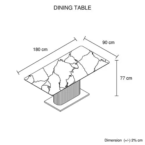 Dining Table Ceramic Top Mdf Stainless Steel Feet