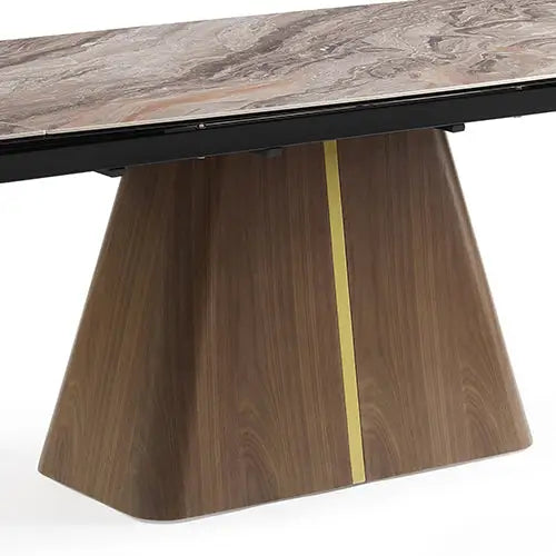Dining Table Mdf Ceramic Glass Top Extendable Decorative Stripe