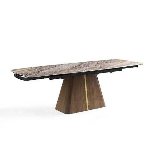 Dining Table Mdf Ceramic Glass Top Extendable Decorative Stripe
