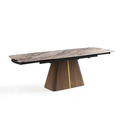 Dining Table Mdf Ceramic Glass Top Extendable Decorative Stripe