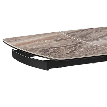 Dining Table Mdf Ceramic Glass Top Extendable Decorative Stripe