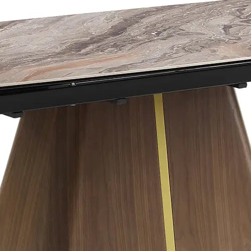 Dining Table Mdf Ceramic Glass Top Extendable Decorative Stripe