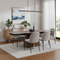 Dining Table Mdf Ceramic Glass Top Extendable Decorative Stripe