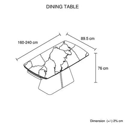 Dining Table Mdf Ceramic Glass Top Extendable Decorative Stripe