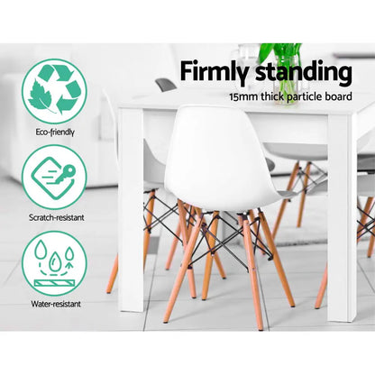 Dining Table Rectangular 4 Seater 120cm White Natu