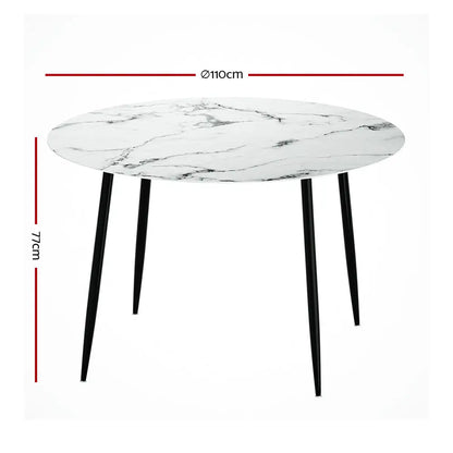 Dining Table Round Marble Effect 110cm
