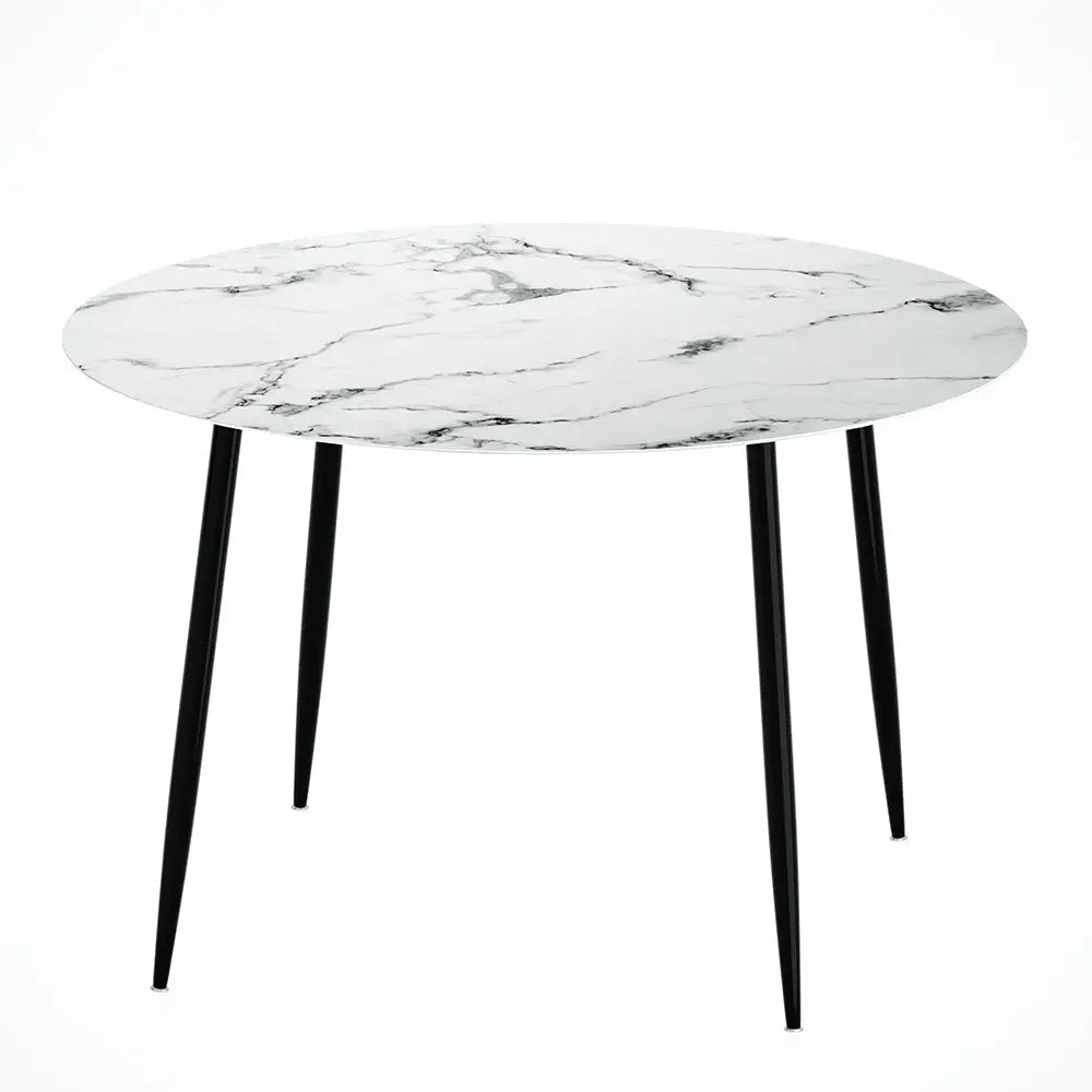 Dining Table Round Marble Effect 110cm