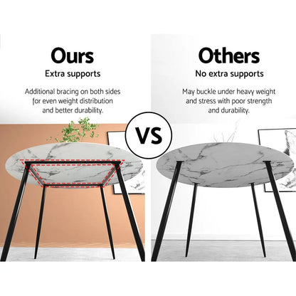 Dining Table Round Marble Effect 110cm