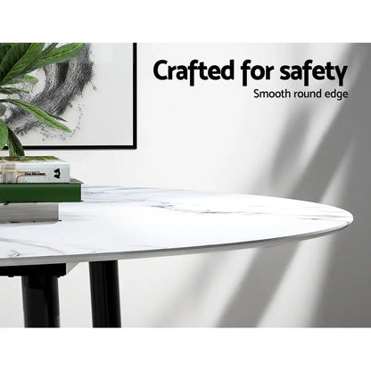 Dining Table Round Marble Effect 110cm