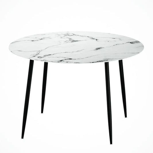 Dining Table Round Marble Effect 110cm